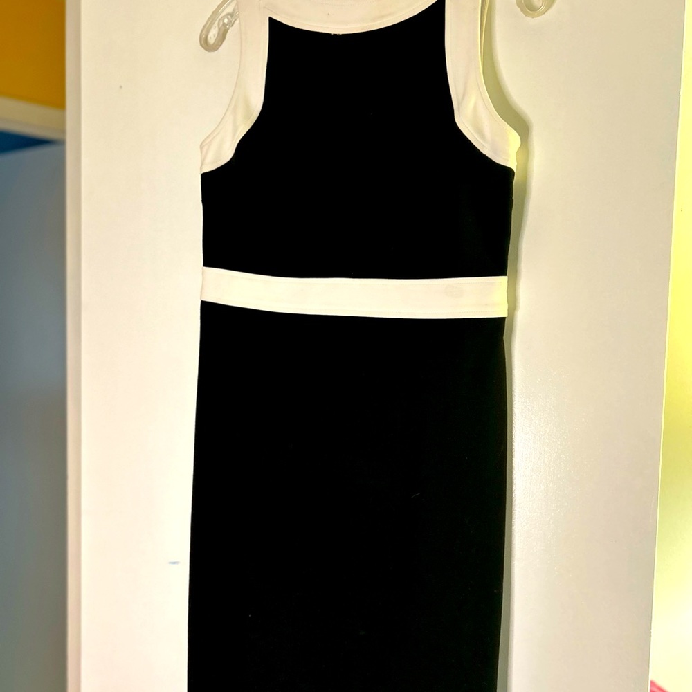 Talbots Black and White Knit Sheath Dress